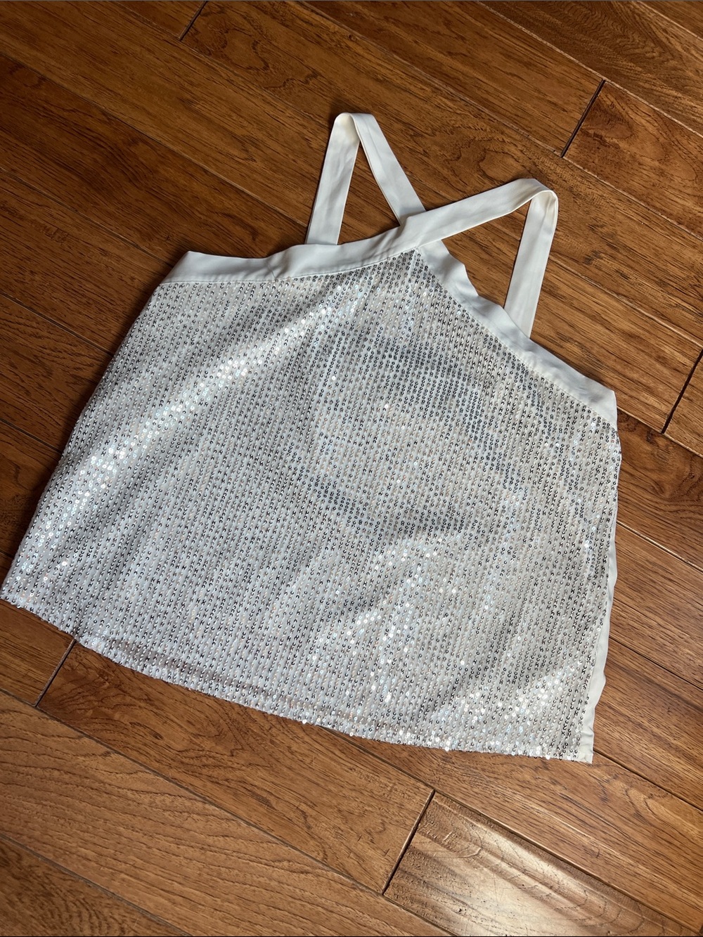 Silver Sequin Halter Camisole Top